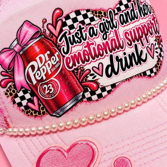 Just a Girl & Her Emotional Support Drink Trucker Hat
