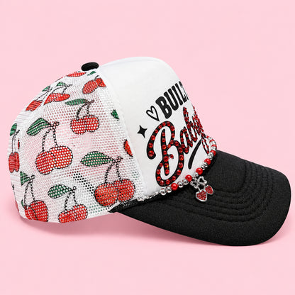 Built-In Babysitter Rhinestone Cherry Trucker Hat