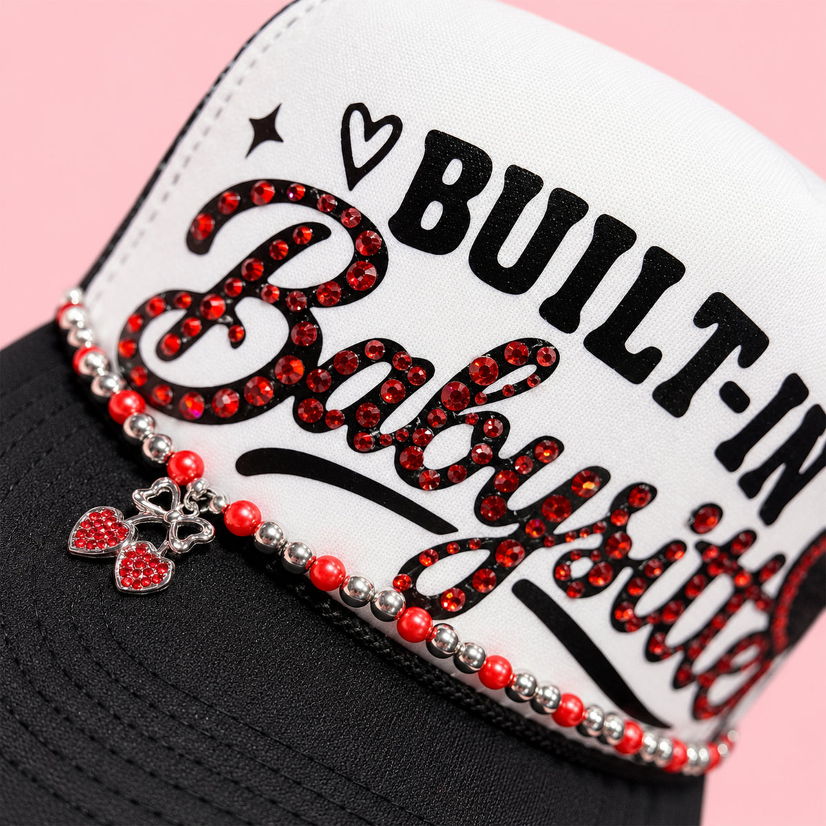Built-In Babysitter Rhinestone Cherry Trucker Hat