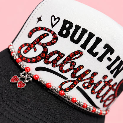 Built-In Babysitter Rhinestone Cherry Trucker Hat