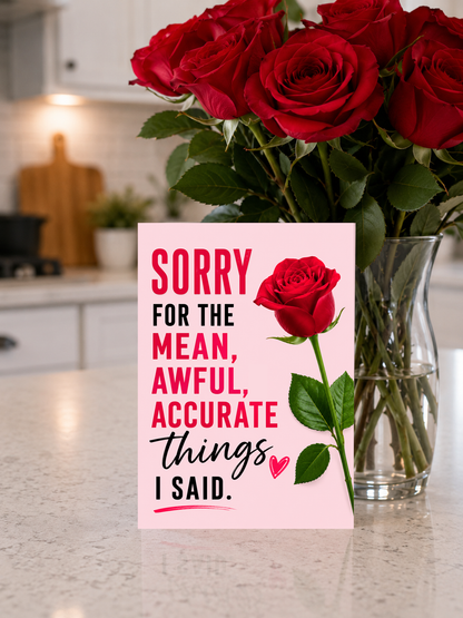 Sarcastic Apology Card