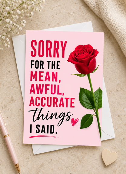 Sarcastic Apology Card