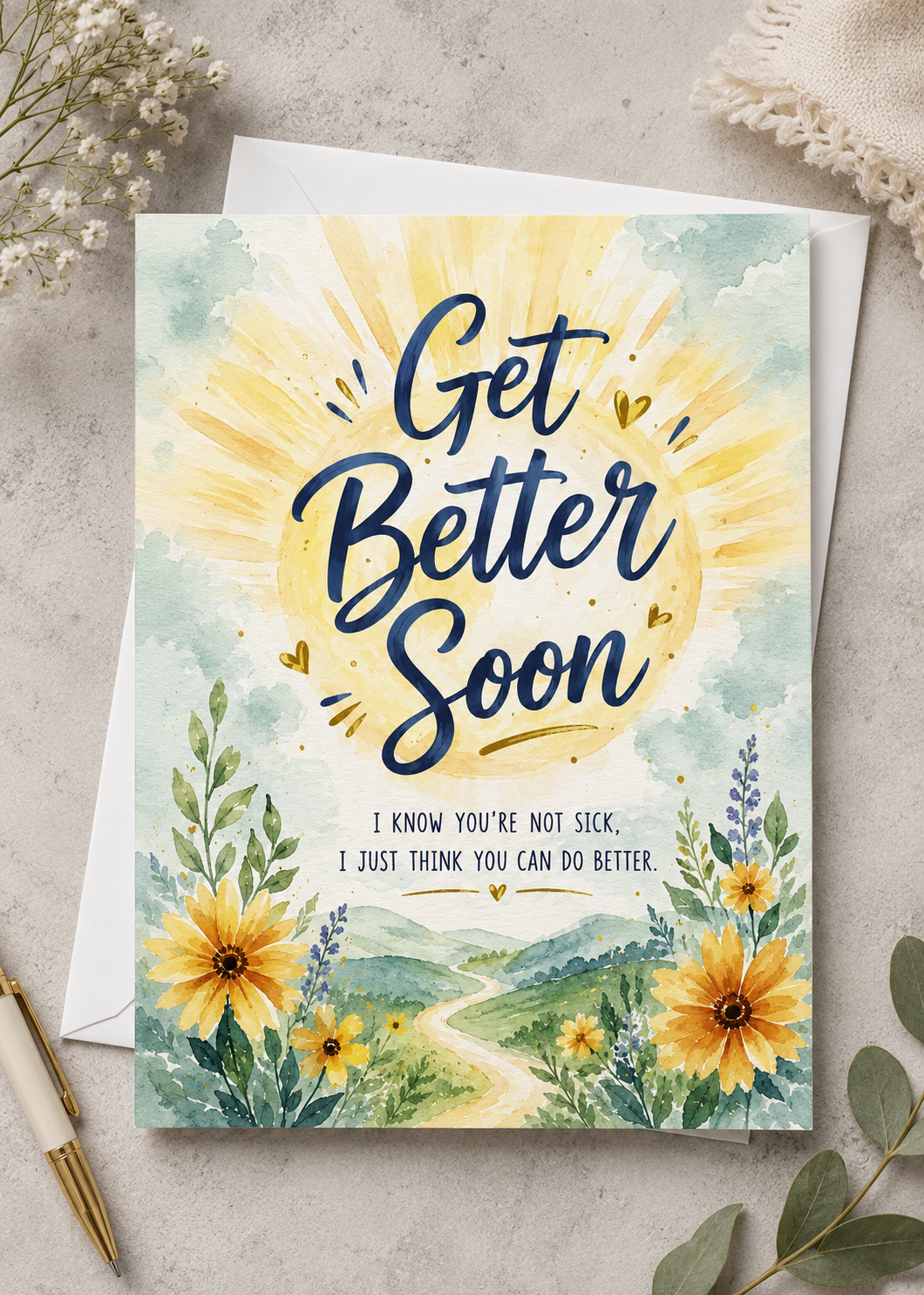 Sarcastic Get Well Soon Card