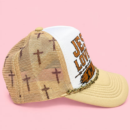 Jesus Loves You I’m Trying Trucker Hat