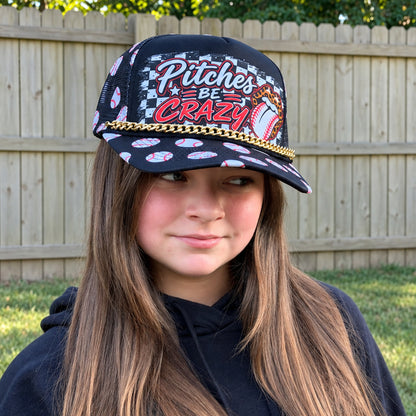 Pitches Be Crazy Baseball Trucker Hat