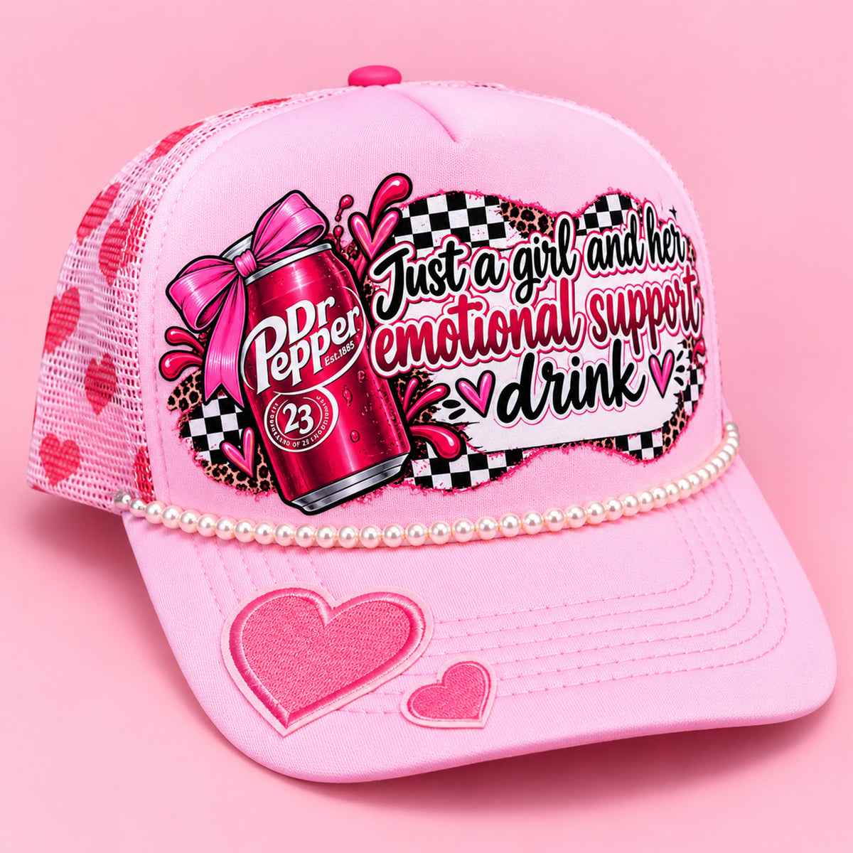 Just a Girl & Her Emotional Support Drink Trucker Hat