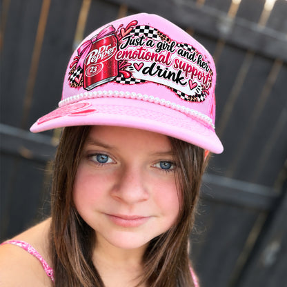 Just a Girl & Her Emotional Support Drink Trucker Hat
